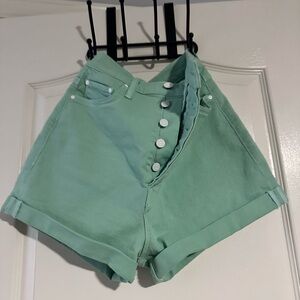 MOTHER Green Button-Up Women Shorts
